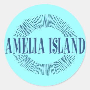 Sticker Rond Amelia Island dans le bleu avec la conception du