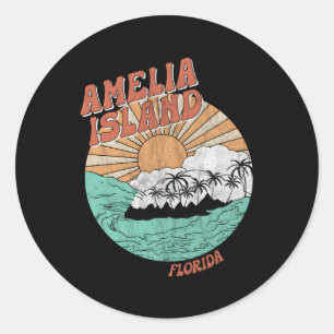 Sticker Rond Amelia Island Floride Palmiers Fl