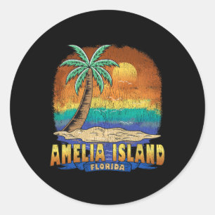Sticker Rond Amelia Island Floride Souvenir Vintage dénudé