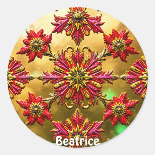 Sticker Rond AMELIE ~ Noir rouge brillant en or noir ~