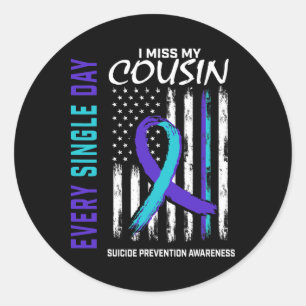 Sticker Rond Amer De Prévention Du Suicide De Mon Cousin Me Man