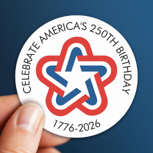 Sticker Rond America 250 - 1776-2026 Star Design Vintage