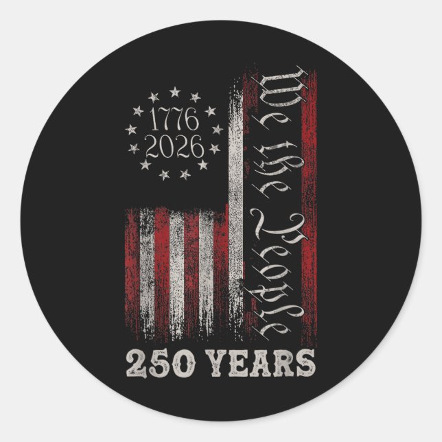 Sticker Rond America 250th Birthday Us Flag 250 Years We The Pe (Devant)