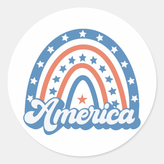 Sticker Rond America Boho Retro (Devant)