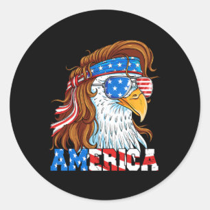 Sticker Rond America Eagle 4 juillet Mullet American Flag États