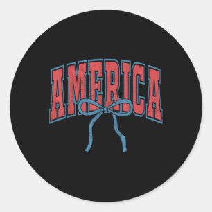 Sticker Rond America Nœud Coquette 4 Juillet États-Unis America