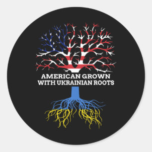 Sticker Rond Américain cultivé avec des racines ukrainiennes 