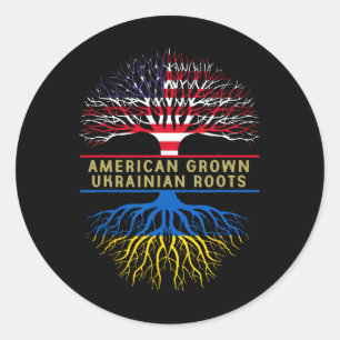 Sticker Rond Américain cultivé Racines ukrainiennes Amérique Uk