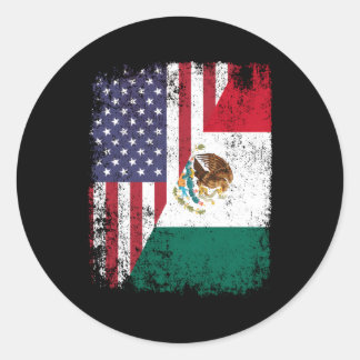 Sticker Rond Américain Mexicain Racines Demi Américain Usa Mexi