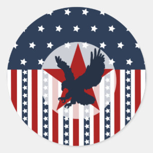 Sticker Rond Américain patriote d'Eagle chauve de bannière