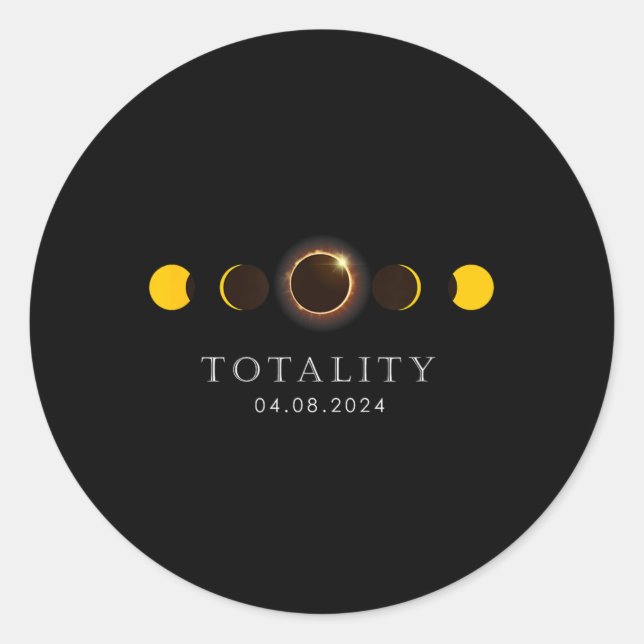 Sticker Rond Américain Totalité Solaire Lunaire Eclipse (Devant)