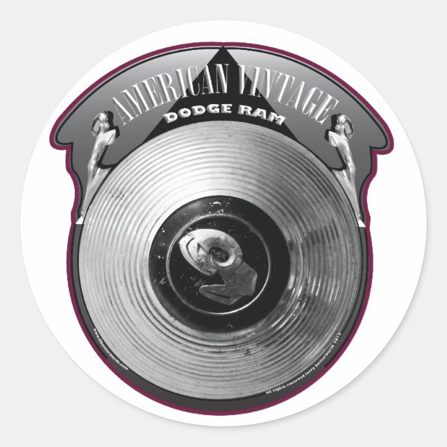 STICKER ROND AMÉRICAIN VINTAGE DODGE RAM HUBCAP (Devant)