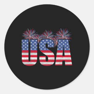 Sticker Rond Américaine Patriotique Hommes Femmes Drapeau Liber