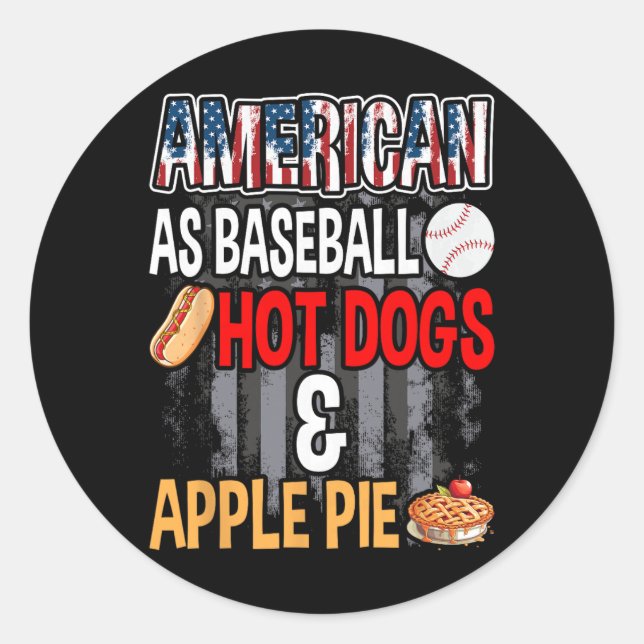 Sticker Rond American As Bysebyll Hotdog Et Pomme Pie (Devant)