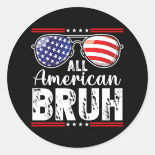 Sticker Rond American Bruh 4 juillet Boys Patriotic Ados Kid