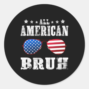 Sticker Rond American Bruh 4 juillet Boys Patriotic Ados Kid