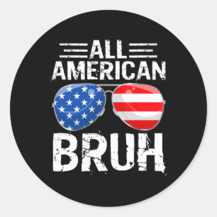 Sticker Rond American Bruh Happy 4 juillet Boys Patriotic Usa