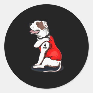 Sticker Rond American-bulldog Chien I Love Maman Tattoo