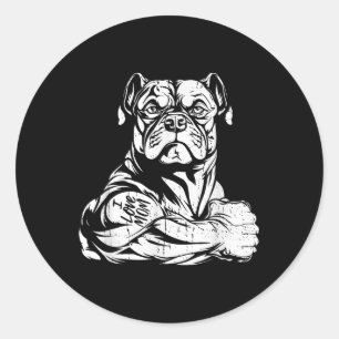 Sticker Rond American Bully Biceps Tattoo Pet - Chien race I Lo