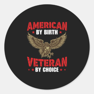 Sticker Rond American By Birth Veteran