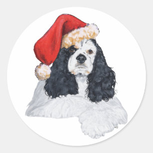 Sticker Rond American Cocker Spaniel Noël