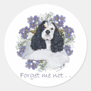 Sticker Rond American Cocker Spaniel Oubliez-Moi Pas
