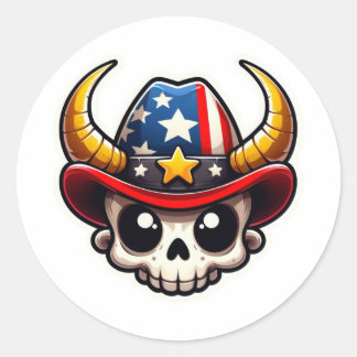 Sticker Rond American Cowboy : Cheval Skull, cowboy carter