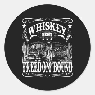 Sticker Rond American Cowboy Whiskey Bent Freedom Bound
