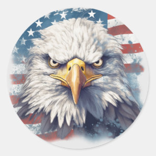 Sticker Rond American Eagle sur le drapeau américain