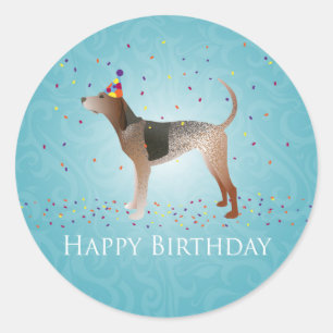 Sticker Rond American English Conhound Joyeux Design d'annivers