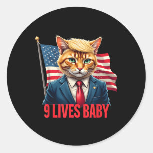 Sticker Rond American Flag Cat Dans Suite Donald Trump Neuf Vit