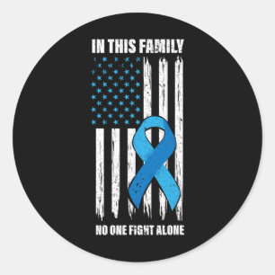 Sticker Rond American Flag Diabetes Support Type 1 Blue Ribbon