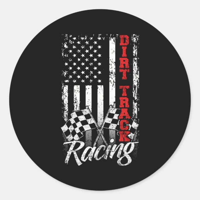 Sticker Rond American Flag Dirt Track Racing Voiture Vélo Pilot (Devant)