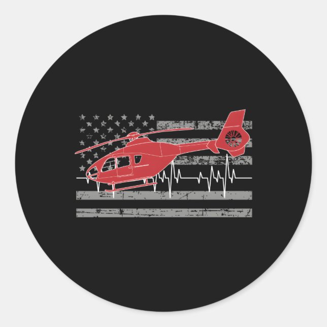 Sticker Rond American Flag Flight Medic Hebeat (Devant)