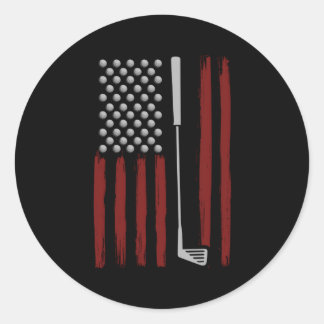 Sticker Rond American Flag Golf For Golfer Golf Club