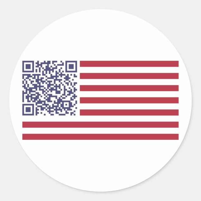 Sticker Rond American Flag National Anthem QR Code (Devant)