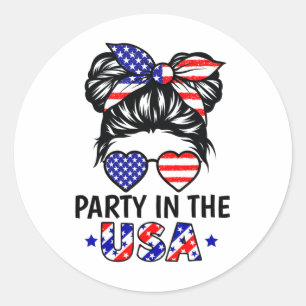 Sticker Rond American Flag Party Aux Etats-Unis 4 juillet Patri