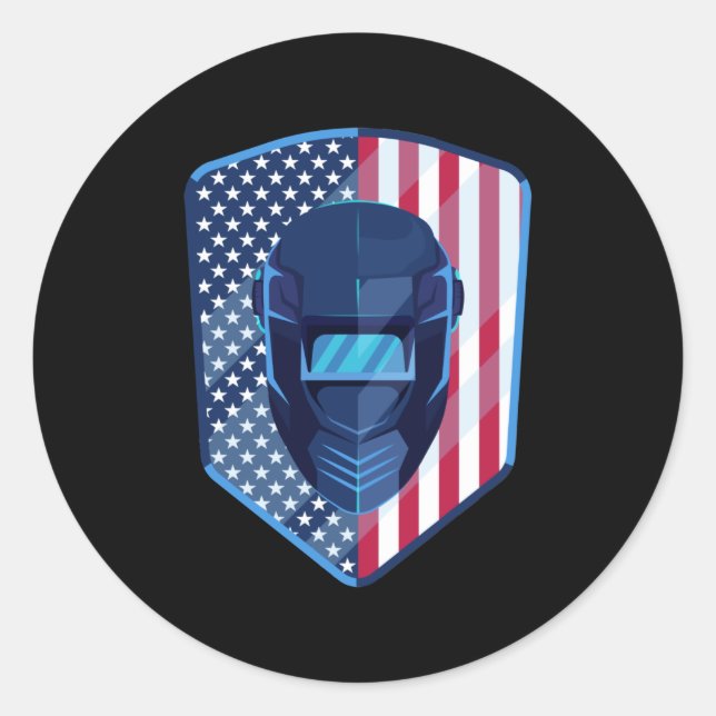 Sticker Rond American Flag Welder Patriotic Welder (Devant)