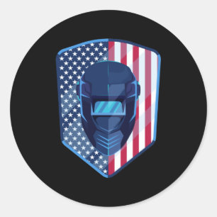 Sticker Rond American Flag Welder Patriotic Welder