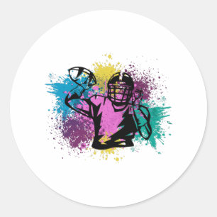 Sticker Rond American Football Grungy Couleurs Splashes