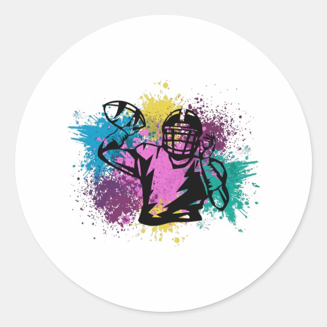 Sticker Rond American Football Grungy Couleurs Splashes (Devant)
