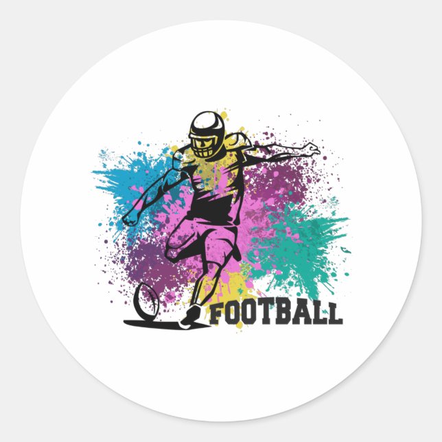 Sticker Rond American Football Grungy Couleurs Splashes (Devant)