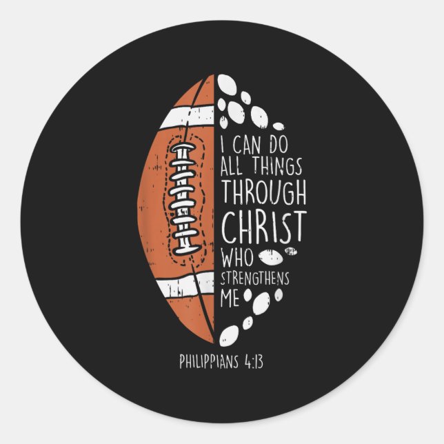 Sticker Rond American Football I Can Do Things Bible God Jesus  (Devant)