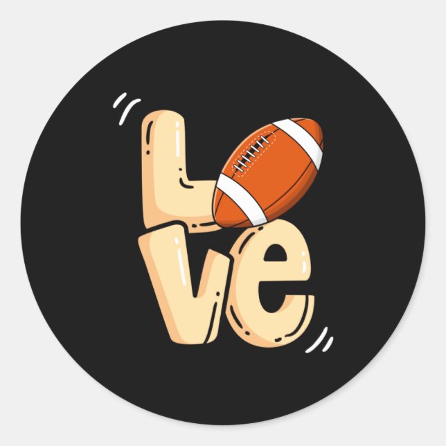 Sticker Rond American Football Love Valentines Rugby Srts Pl  (Devant)