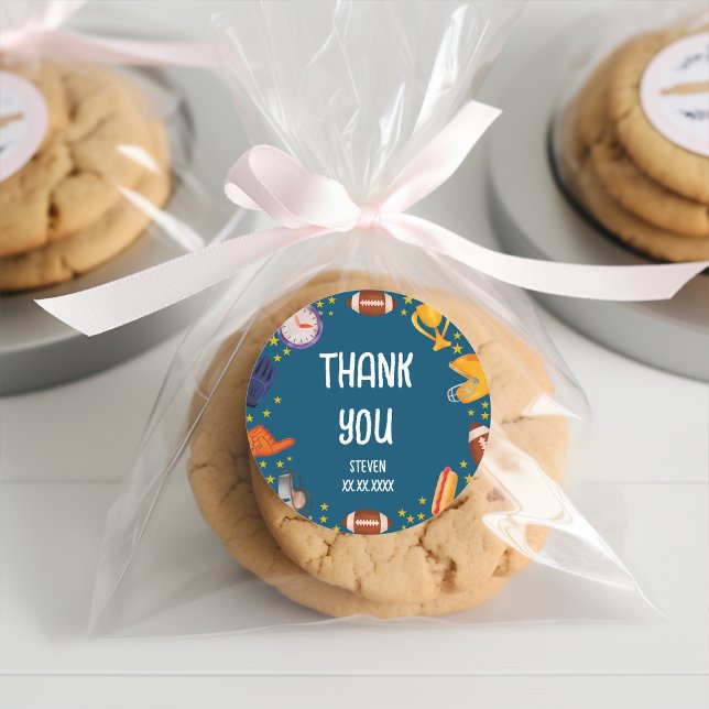 Sticker Rond American football sport ball gamins merci (Créateur téléchargé)