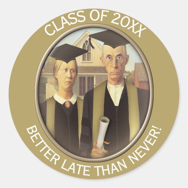 Sticker Rond American Gothic Adult Graduation (Devant)