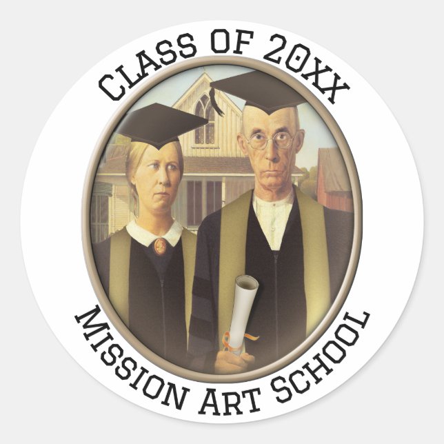 Sticker Rond American Gothic Graduation Cameo (Devant)