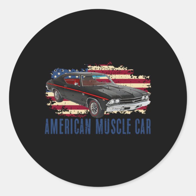 Sticker Rond American Muscle Car Ns (Devant)
