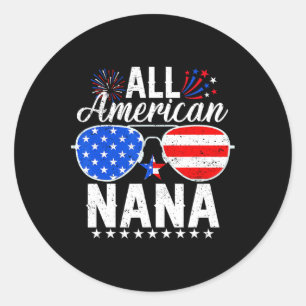 Sticker Rond American Nana Funny 4 Juillet Famille Correspondan