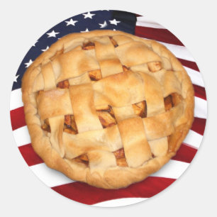 Sticker Rond American Pie (Pomme Pie avec drapeau américain)